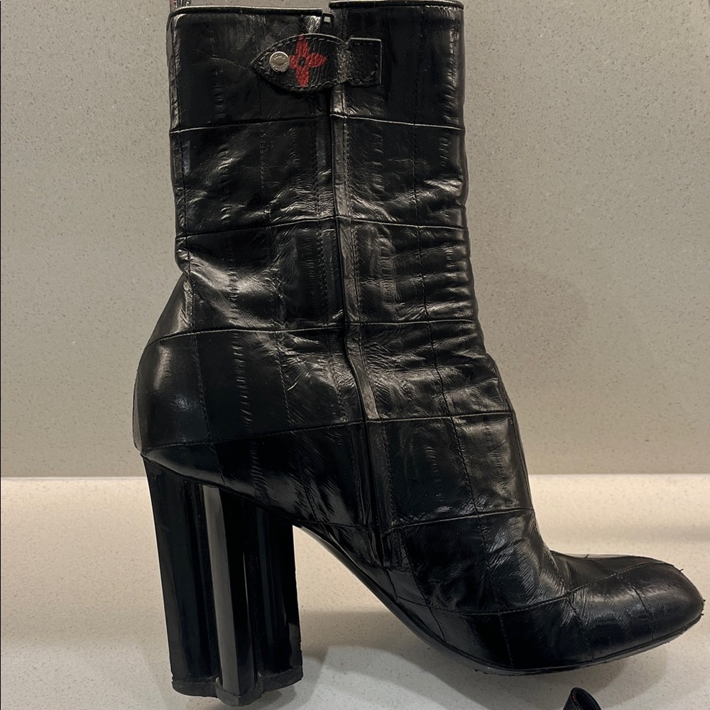 Louis Vuitton Black Eel Heeled Boots